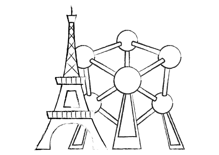 eiffel tower and atomium